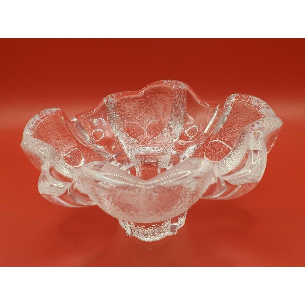 ORREFORS Lars Hellsten Textured Petal Flower Blossom Candle Holder